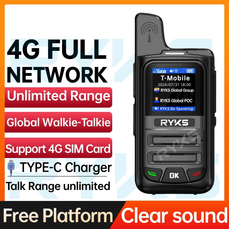 

4G POC PTT Public Walkie Talkie Two-Way Radio Linux System no free platform Compatible with 72 national SIM cards