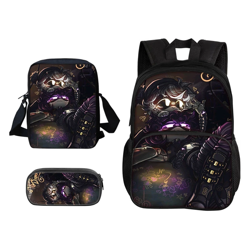 Murder Drones Round Front Bag Backpack Pen Bag Shoulder Bag 3Pcs Set Versatile Cartoon Boy and Girl School Birthday Best Gift