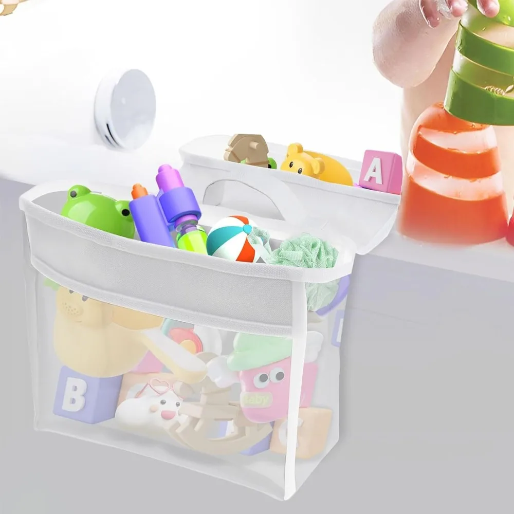 

Large Capacity Baby Bath Toy Storage Multi-compartment Quick Dry Bathtub Plaything Organizer Mesh Design Easy Sorting