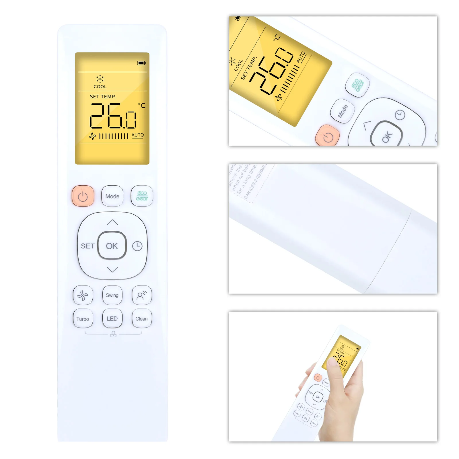 New RG10A(D2S)/BGEF Remote Control For Midea Air Conditioner With backlight