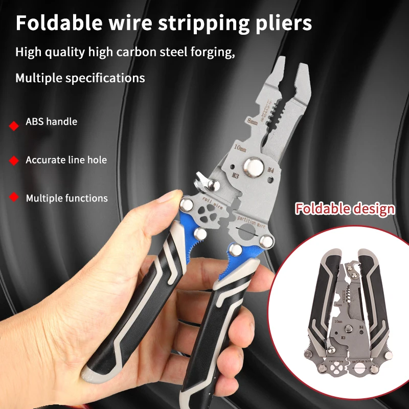 1PC Portable 18 In 1 Crimper Cable Cutter Pliers Multifunctional Foldable Wire Stripper For Wire Stripping Shearing Cutting Tool