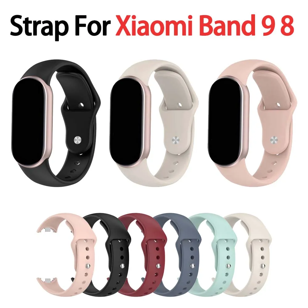 Silicone Strap for Xiaomi Mi Band 10 9 8 NFC Sport Rubber Bracelet Wristband Correa Xiaomi Smart Band 8 9 10 NFC Accessories