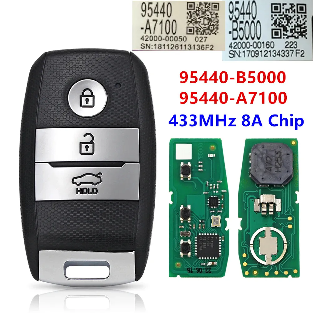 KEYECU Replacement  3Button ​Keyless Smart Remote Key 433MHz 8A Chip For KIA K3 Forte Cerato 2013-2016 95440-B5000 / 95440-A7100