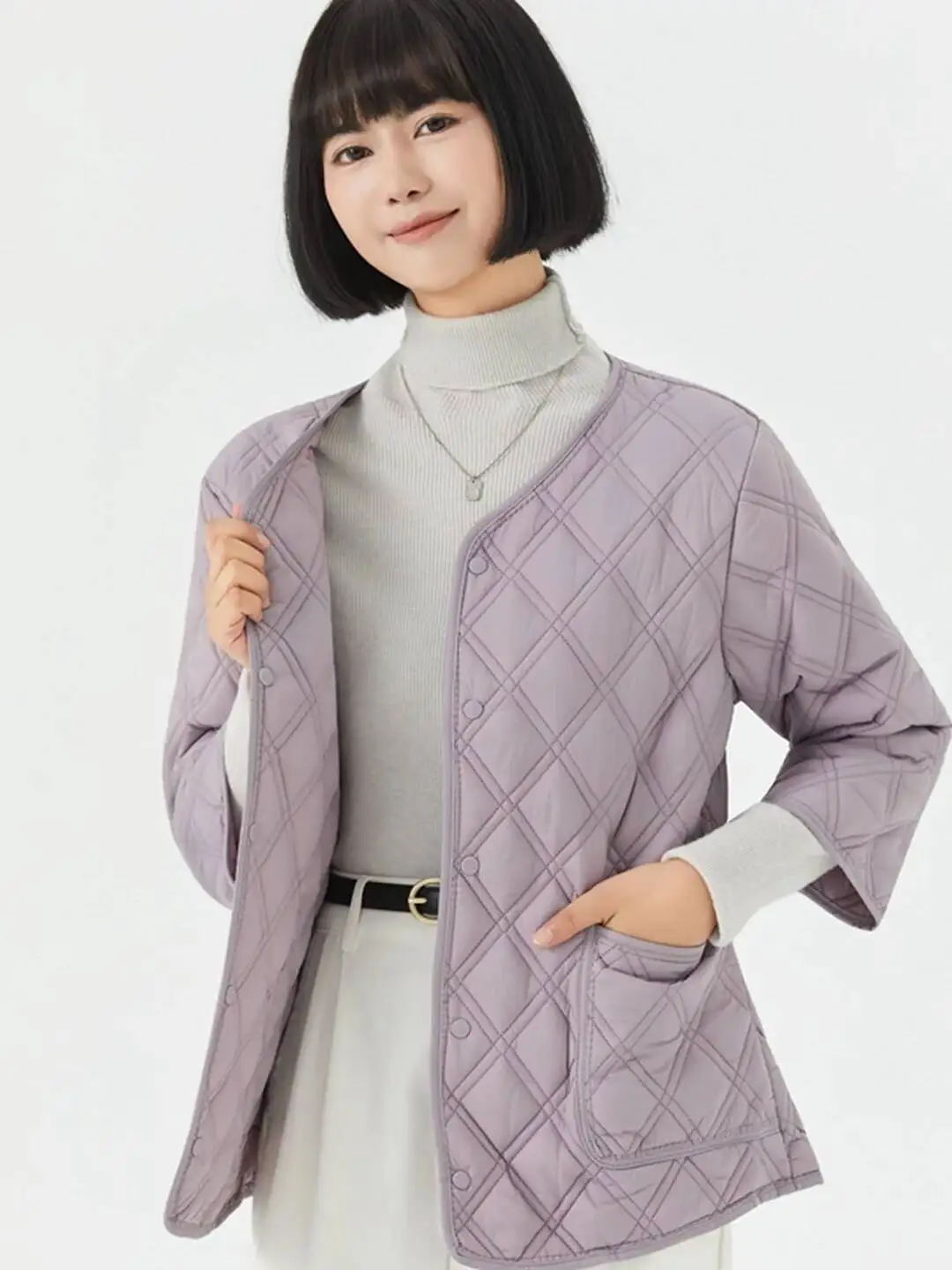 المرأة خفيفة الوزن Ort الدفء الخريف الشتاء أسفل القطن الحراري ملابس داخلية تخفيف سليم صالح زر... #4