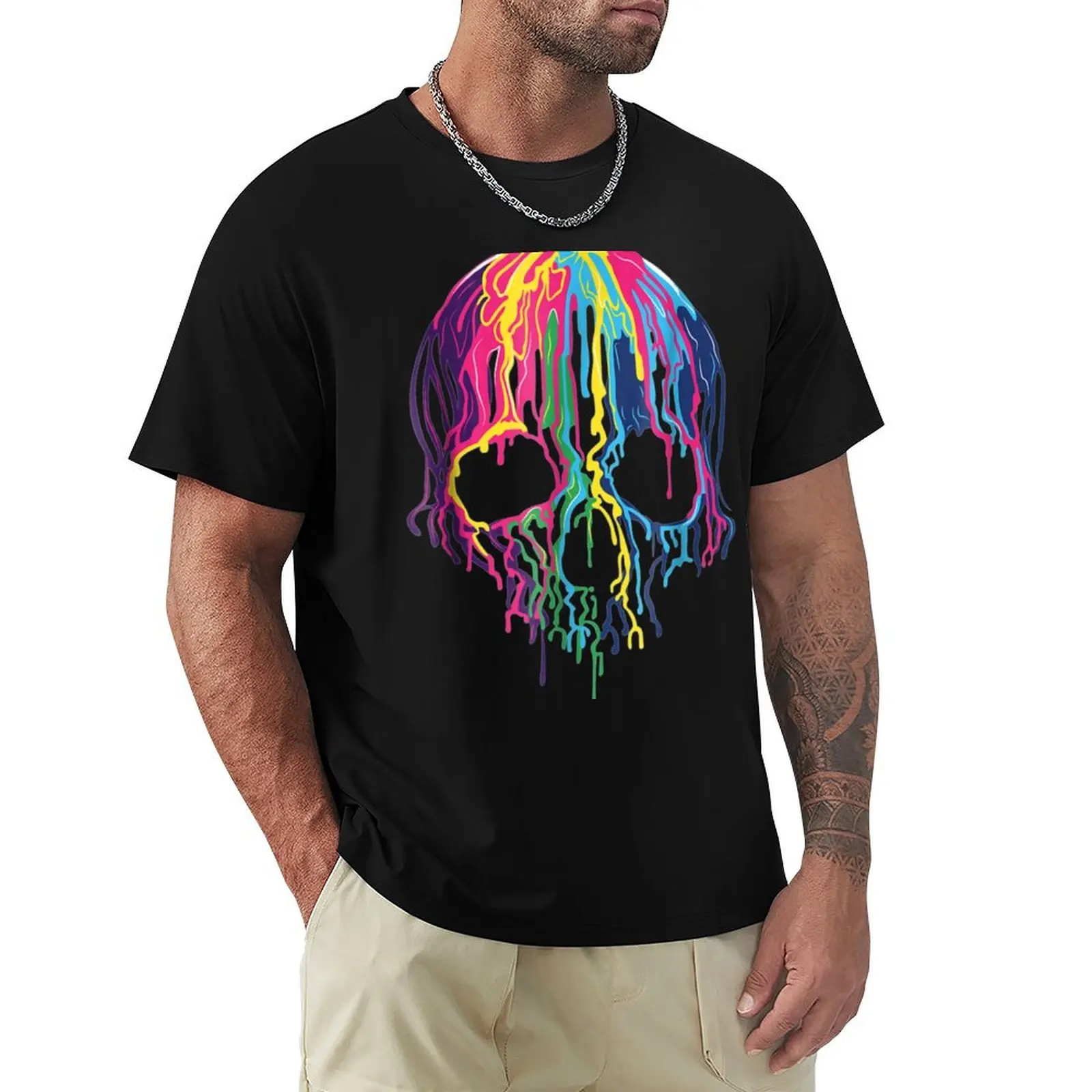 

Melting Skull, Dripping Colorful Skull Graphic Tee T-Shirt man t shirt new gifts and t-shirts sweat shirts, men