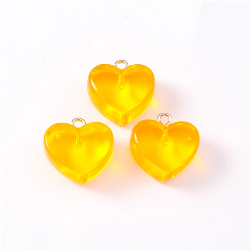10 Stück 17 x 17 mm niedliche Bonbonfarben aus Kunstharz, Liebesherz-Anhänger, passend für Halsketten, Ohrringe, Armbänder, DIY-Handwerk, Schmuckherstellung, Geschenk – Detail 9