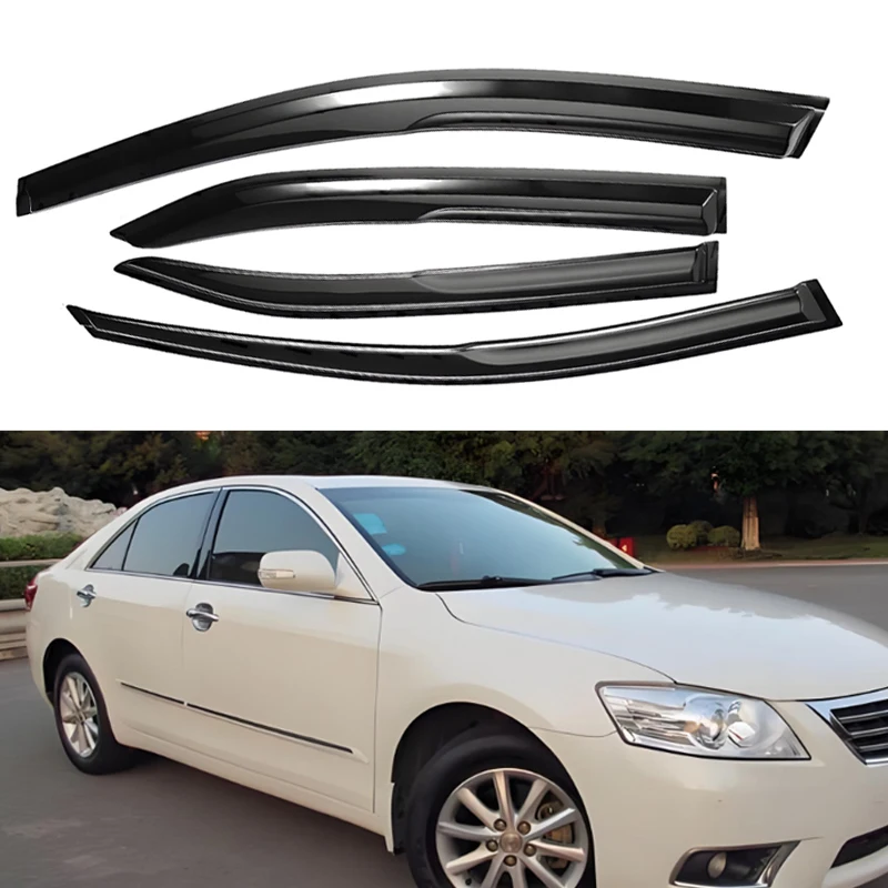 

For Toyota Camry 4 Door Sedan 2007-2011 Wind Deflectors Tinted 4pcs Set With Drip Rail 1.5MM Thick Boxed