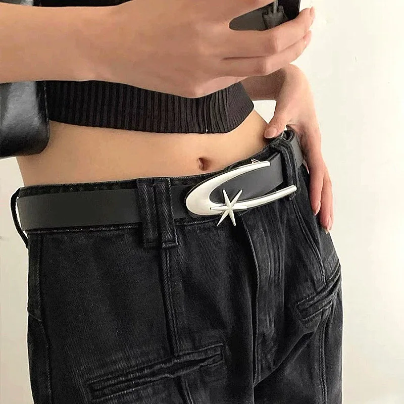 New Trendy Unisex Letter Button Belt Personalized Youth Belt Punk Style Button Casual Men's and Women's Belt