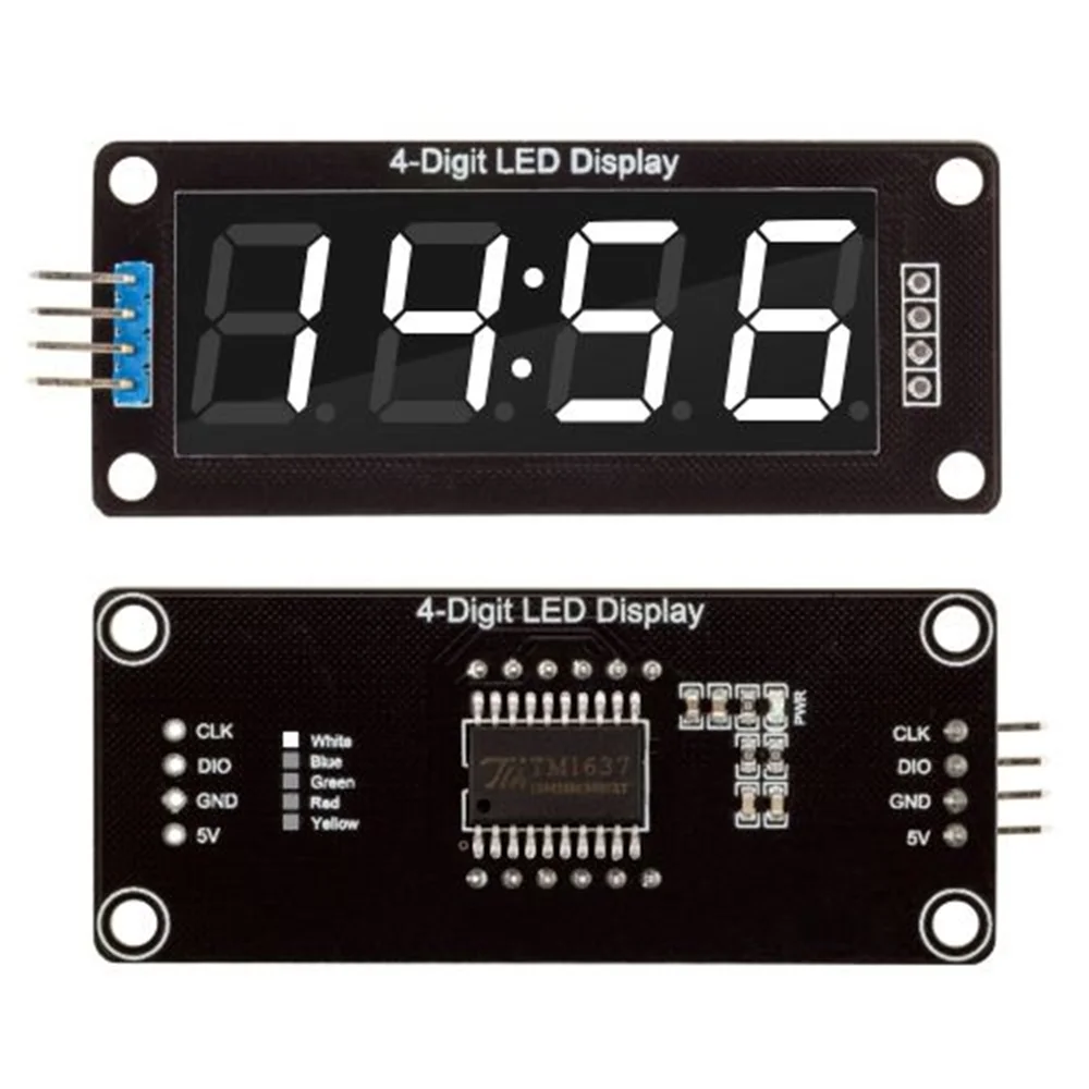 Módulo de pantalla LED TM1637 para Arduino, 4 dígitos, 7 segmentos, 0,56 pulgadas, tubo Indicador de reloj de tiempo, rojo, azul, verde, amarillo,