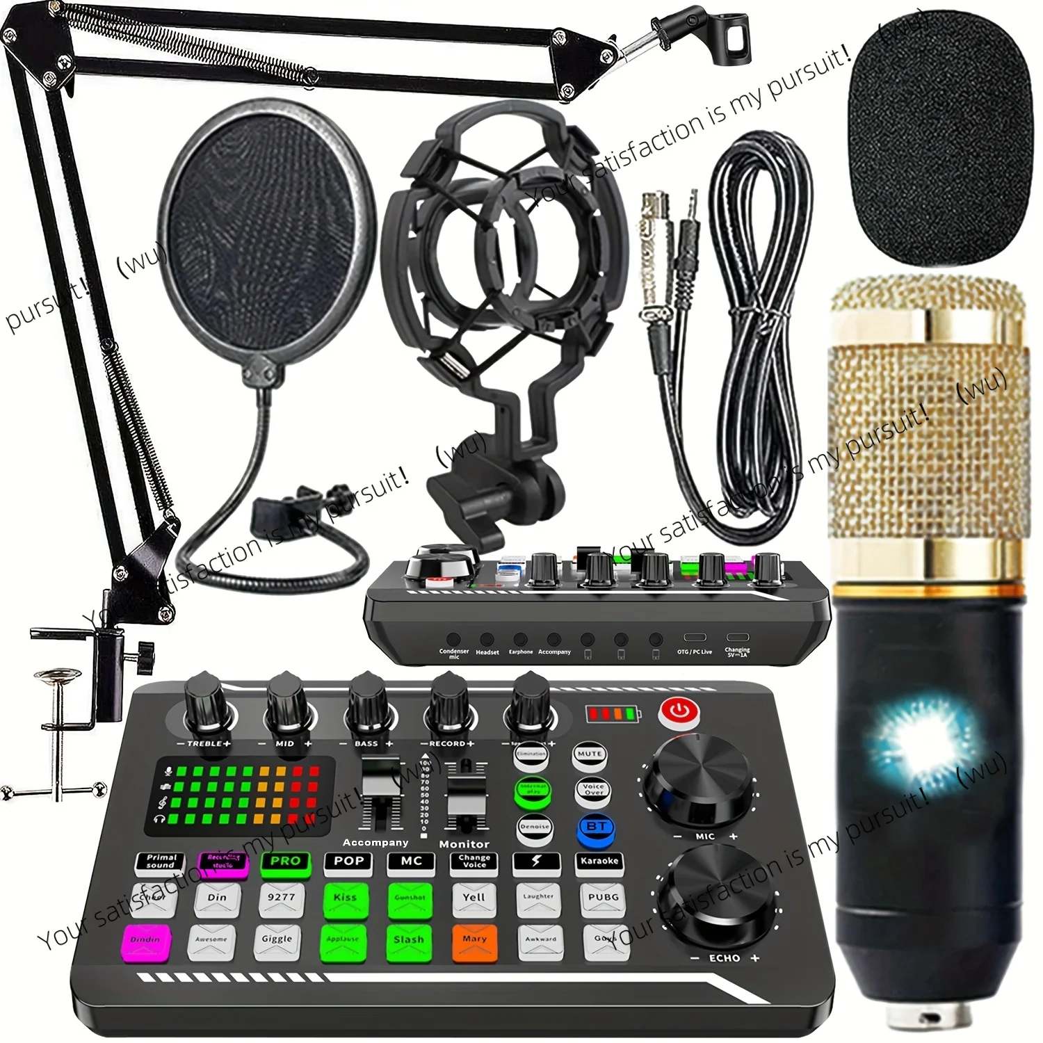 

Podcast equipment suite, all-in-one audio interface with studio condenser microphone, ideal for podcasting