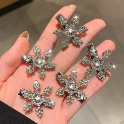 Sweet Diamond Rhinestone Snowflake Hairpin Silver Pearl Christmas Hair Clip Korean Style Headwear Barrettes Girl