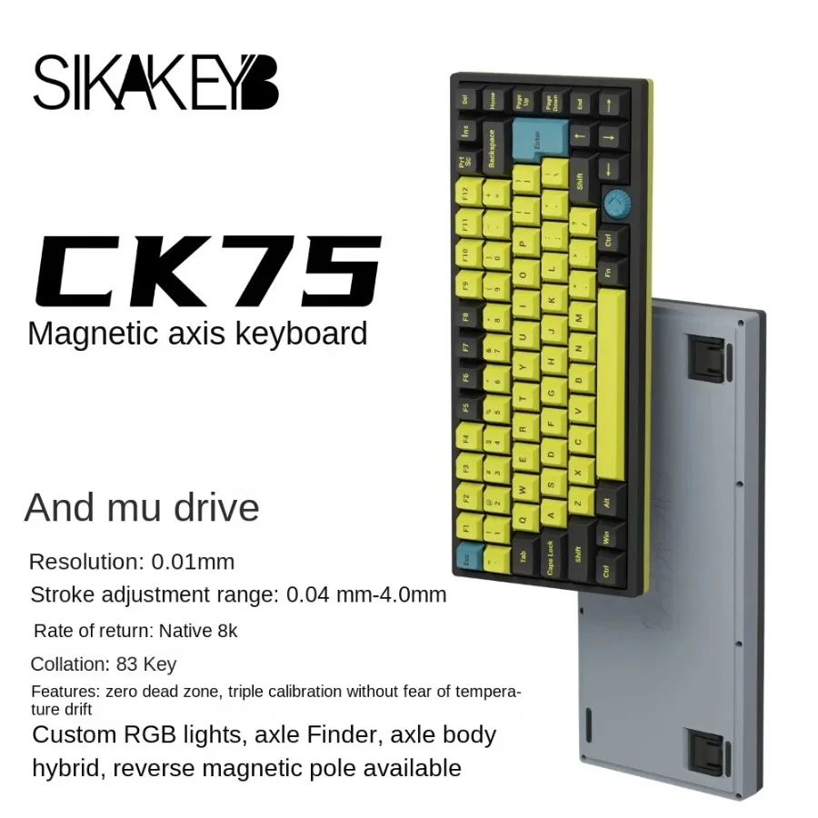 

SIKAKEYB CK75 Magnetic Shaft Mechanical Keyboard RGB Customizable Key Stroke HM Drive Wired FPS 3A Gaming Ergonomics Office DIY