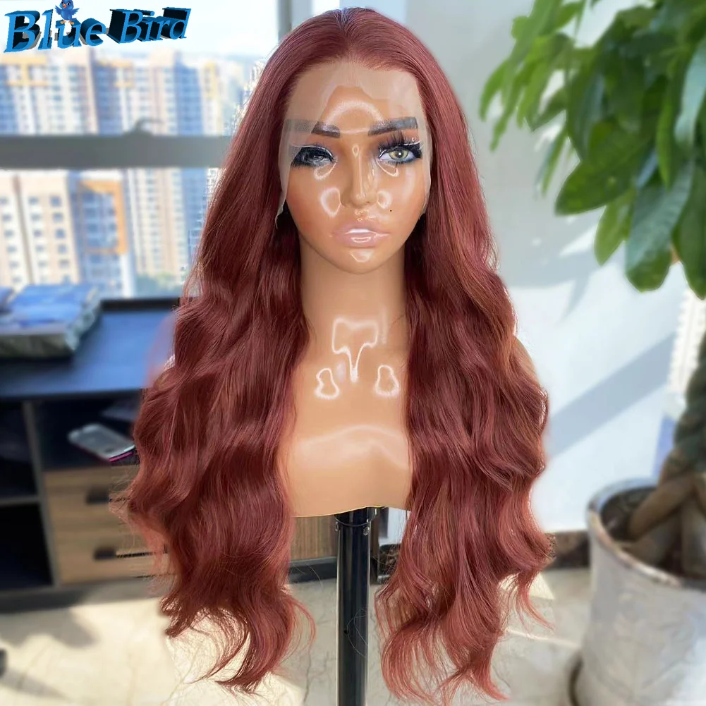 BlueBird Highlights13X4 Lange Futura Synthetische Spitze Front Perücken für Schwarze Frauen Pre Gezupft Wasser Welle Glueless Halb Hand Gebunden Perücke