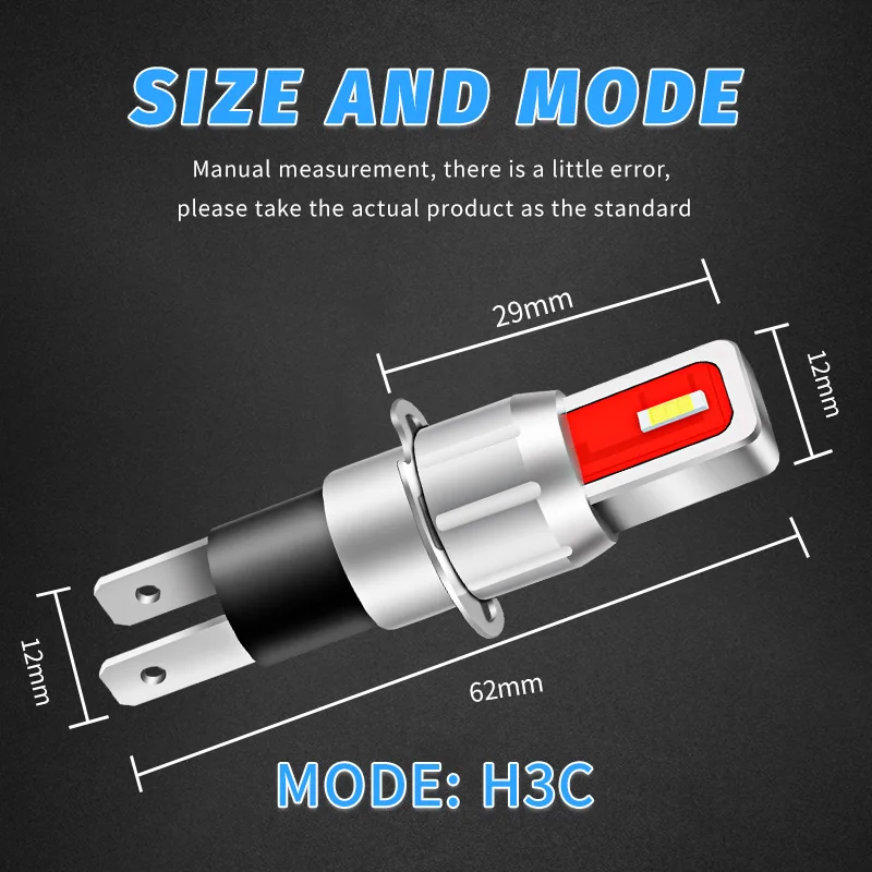 2 قطعة H3C LED لمبات لسيارة العلوي يوم مصباح جيد الإضاءة 12 فولت DRL السوبر مشرق 3000 كيلو الأصفر 6000 كيلو أضواء الضباب الأبيض 4800LM #2