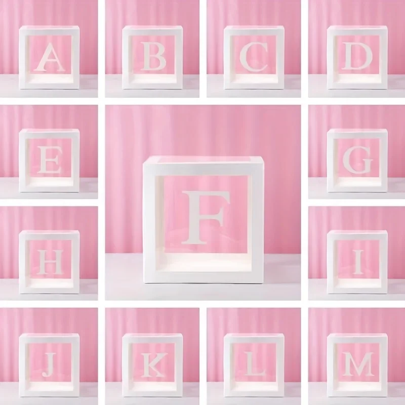 1PC Transparent Letter Baby Shower Box Birthday Wedding Custom Name Balloon Box 1st Birthday Party Decorations Kids Babyshower