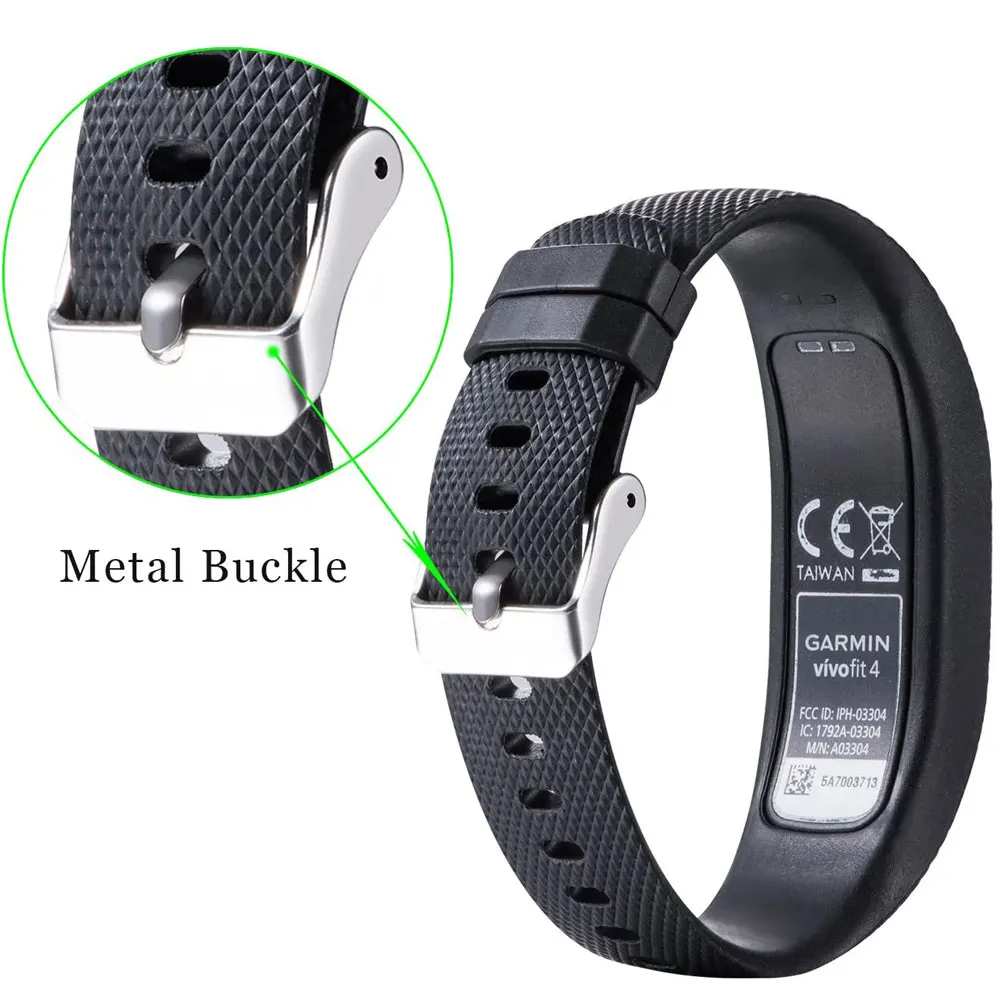 Silicone Replacement Band for Garmin Vivofit 4 Wristband Strap with Secure Metal Watch Clasp Buckle Women Men