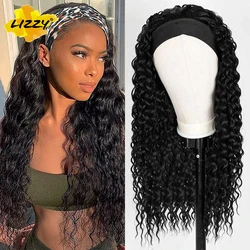 26 inch Long Curly Headband Wigs Synthetic Wavy Loose Deep Wave Wigs For Black Women Water Wave With Headbands Attached Glueless