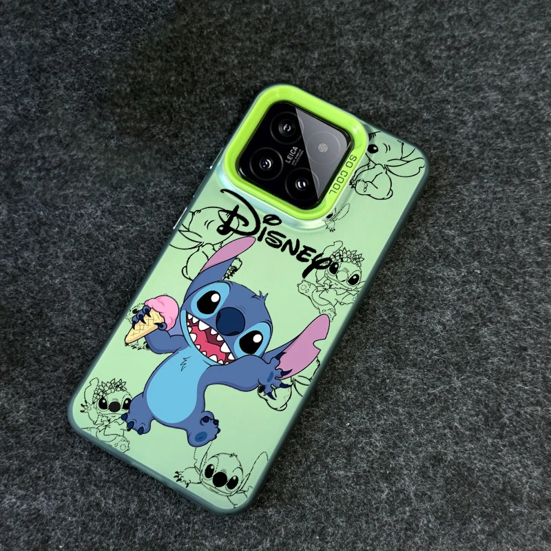 Disney Stitch Para Cartoon Cute For Xiaomi Mi 11 12T 13T Poco F4 F3 X3 X5 C51 C50 M3 M5S Pro Lite 5G Colorful Silver Cover