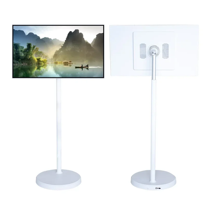 

White 32-Inch Portable Android Smart TV LED Backlight Floor-Standing Vertical Display Stand Follow-Me Touch Screen Mobile TVs