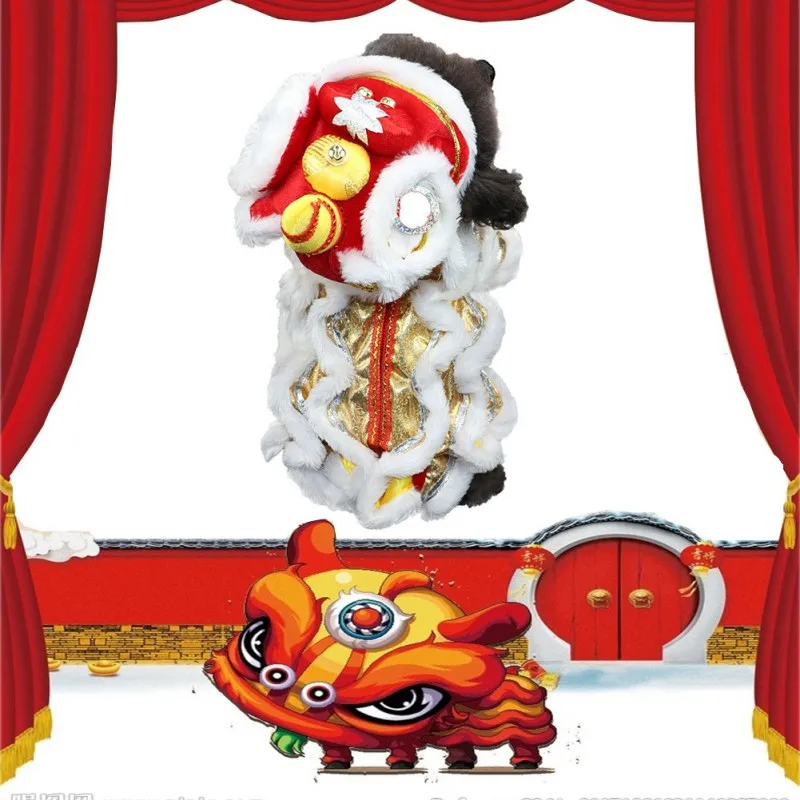 Spring Festival Dog Costume Lion Dance Dog Costume Chinese New Year Role Play Puppy Pet Chihuahua Puppy Costume