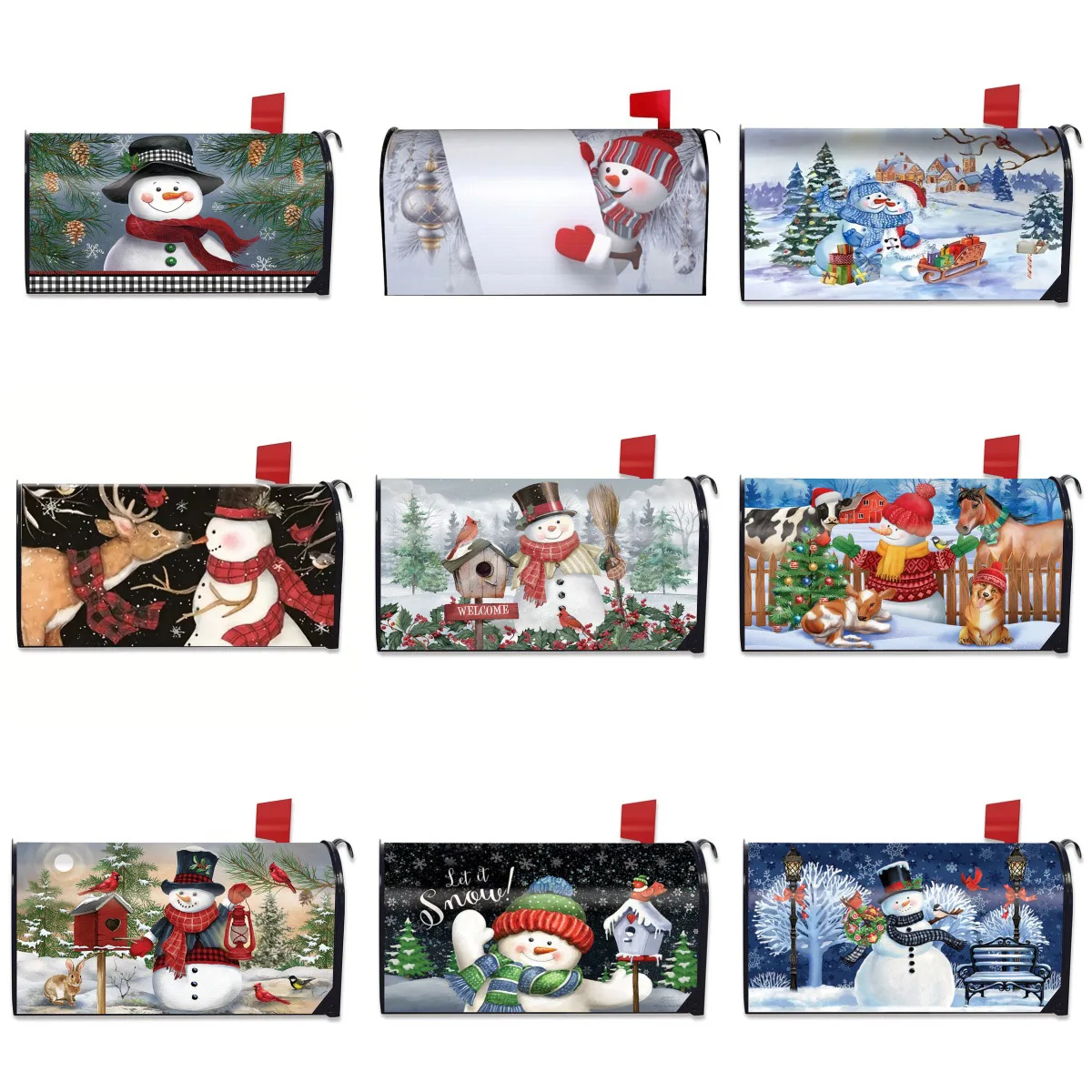 Christmas Snowman Mailbox Covers, Decorative Holiday Dust Cover, Waterproof Standard Size 21x18 inch