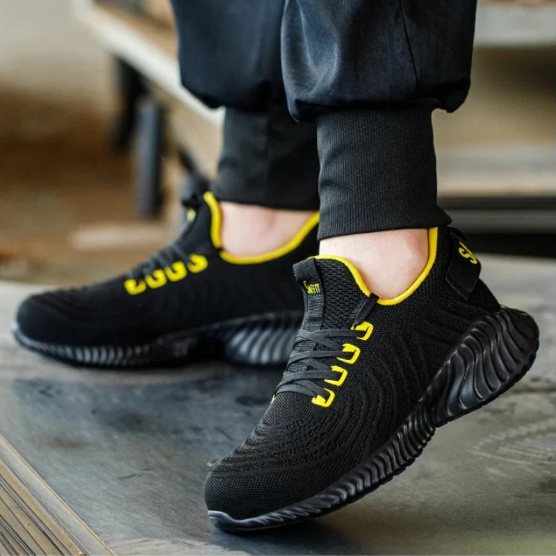أحذية أمان لموقع البناء خفيفة للغاية للرجال، أحذية رياضية آمنة مضادة للثقب، أحذية أمان للرجال بمقدمة فولاذية، أحذية عمل مضادة للانزلاق