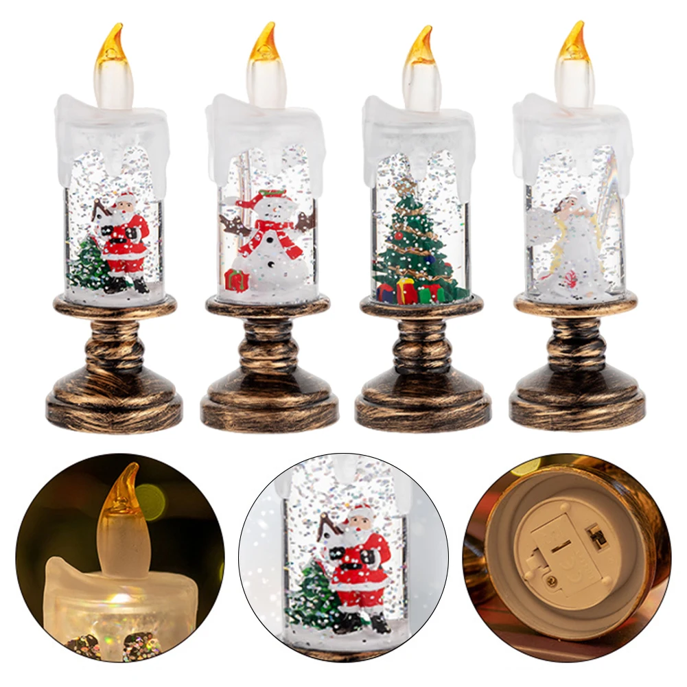 Christmas Flameless Candles Flickering Flameless Candles Battery Operated Christmas Snow Globe Light for Christmas Decorations