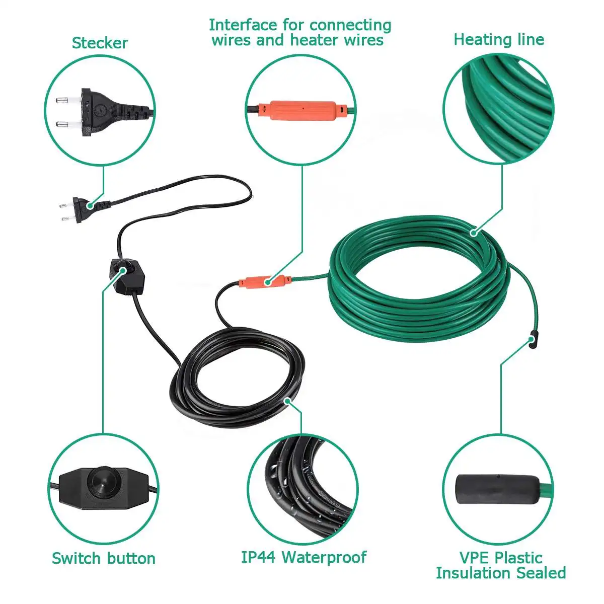 Przewód zasilający 220V samoregulujący wodoodporny przewód grzejny rura zapobiegająca zamarzaniu do woda roślinna rura ochrona przed zamarzaniem