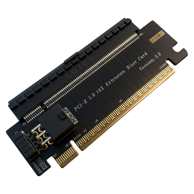 PCIe5.0 x16 Riser Card PCI-E 5.0 16X Vertical Height Extension Adapter 64GB/s Bandwidth PCIe 6P Power Port For GPU Graphics Card