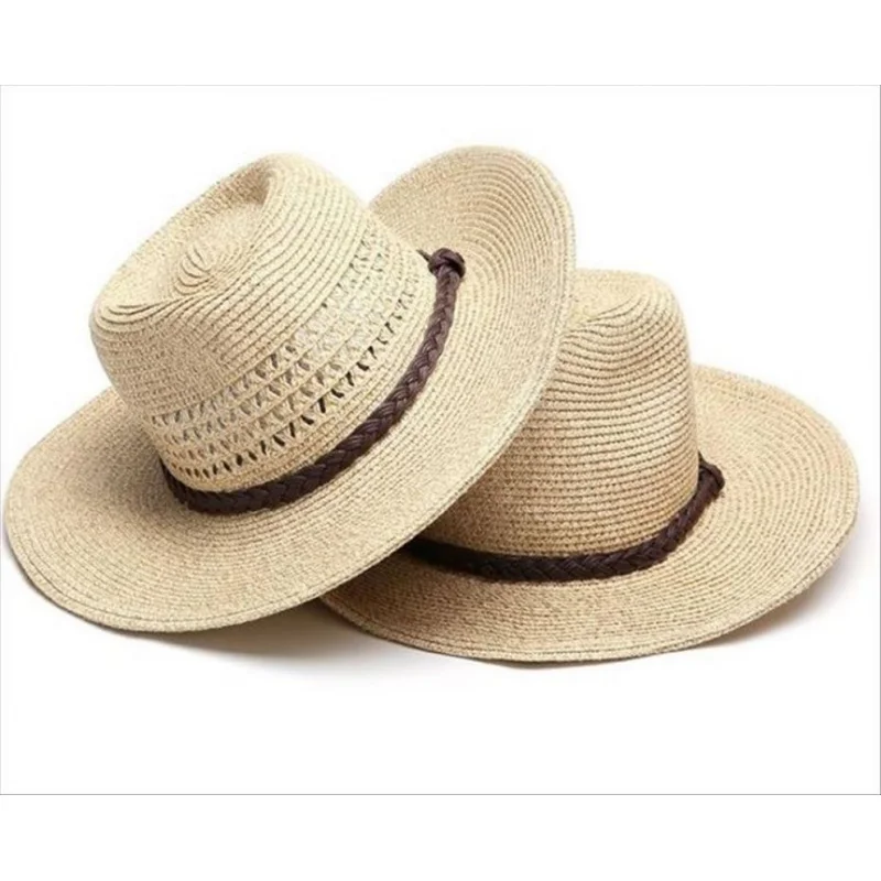 

Top Quality Man Hollow Straw Hat Wide Brim Beach Foldable Cap Big Bone Size Plus Size Sun Protection Fedora Hat 58CM 60CM 62CM