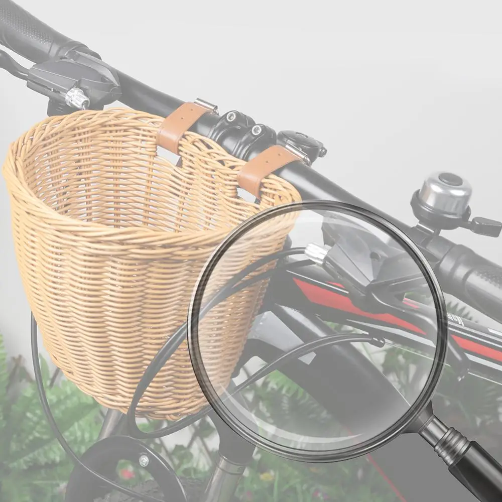 

Bicycle Storage Pannier Bell Bicycle Bell Hand-Woven Small Bicycle Basket Bicycle Imitation Wicker Basket Cycling Accessories