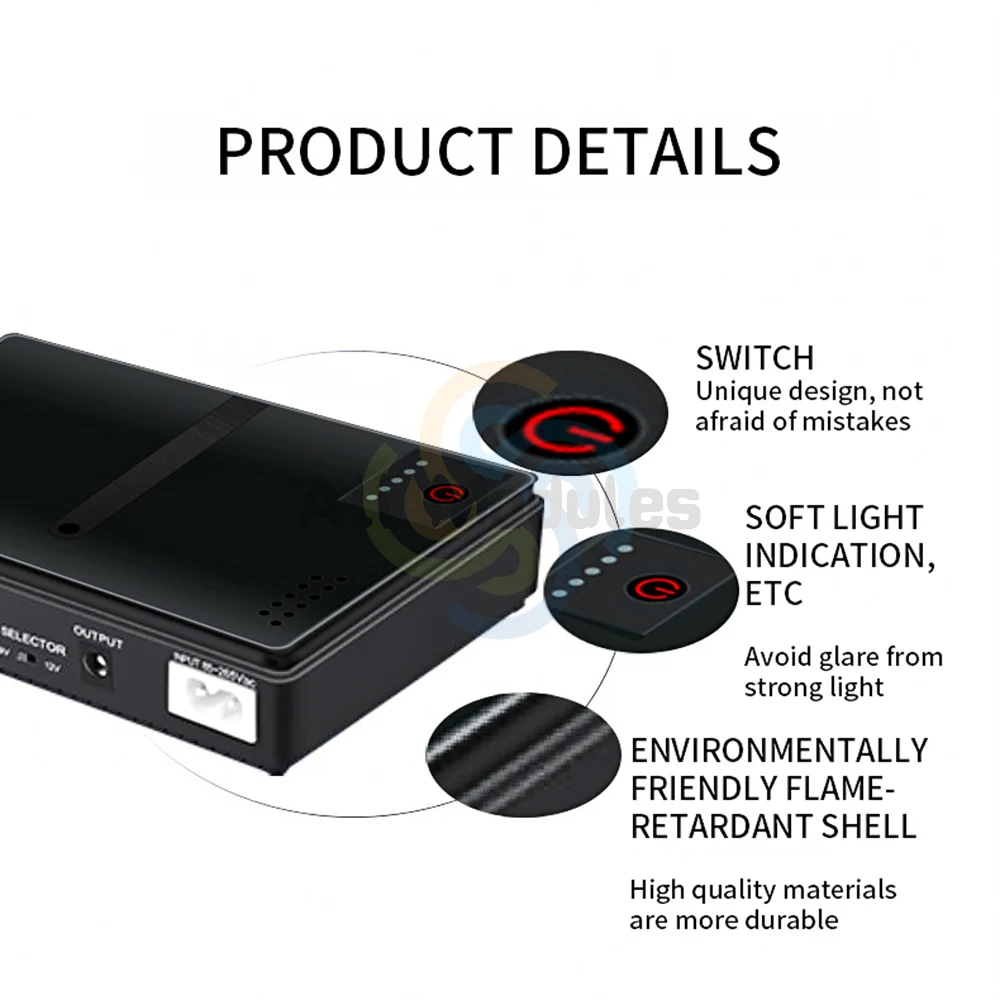 Imagem -02 - Carregador de Alimentação Ininterrupta para Celular Roteador Monitor Óptico Cat Backup dc Ups 5v 9v 12v Dc1018p