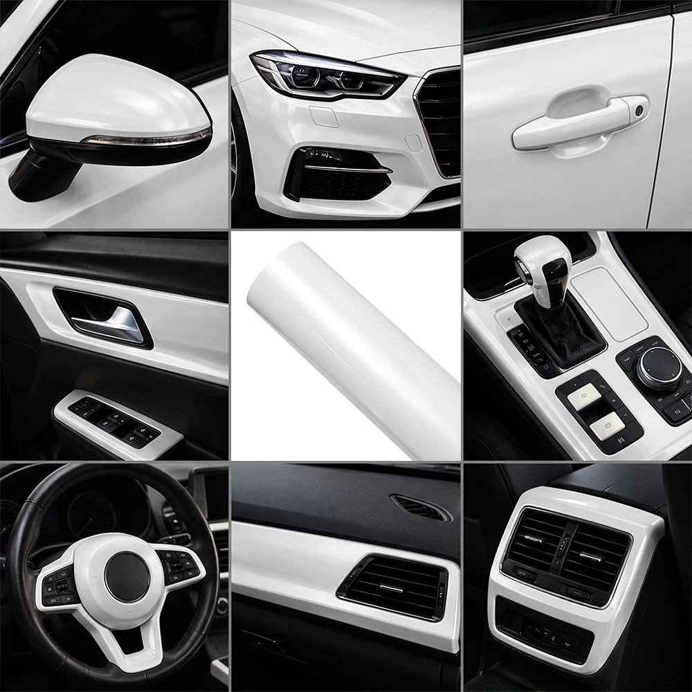 Car Sticker Pearl Shell White Auto Wrapping Film Color Change Vinyl Film PET Bubble Free Car Accessories PVC Auto Decals