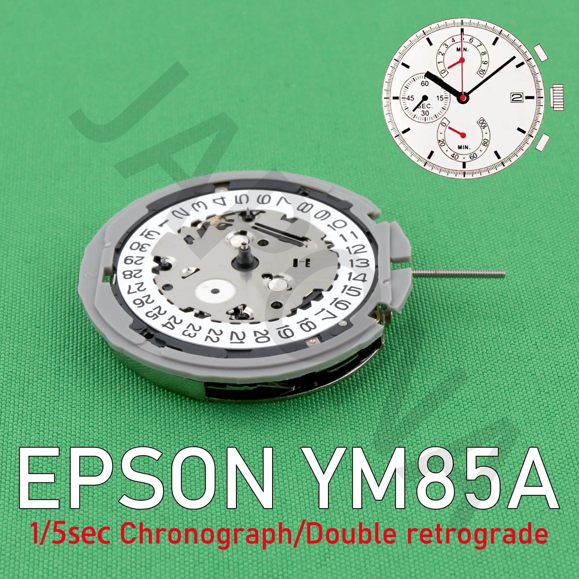 YM85 movement japan EPSON YM85A movement small hands at 6.9.12 Analog Quartz 12''' Center second Chronograph Movement