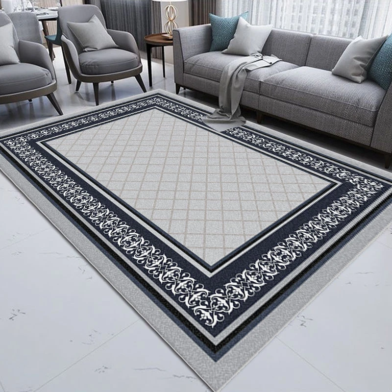 

Reese Classic Area Rug Grey Floral Scroll Border Soundproof Non Slip Living Room Bedroom Villa Durable All Seasons Home Decor