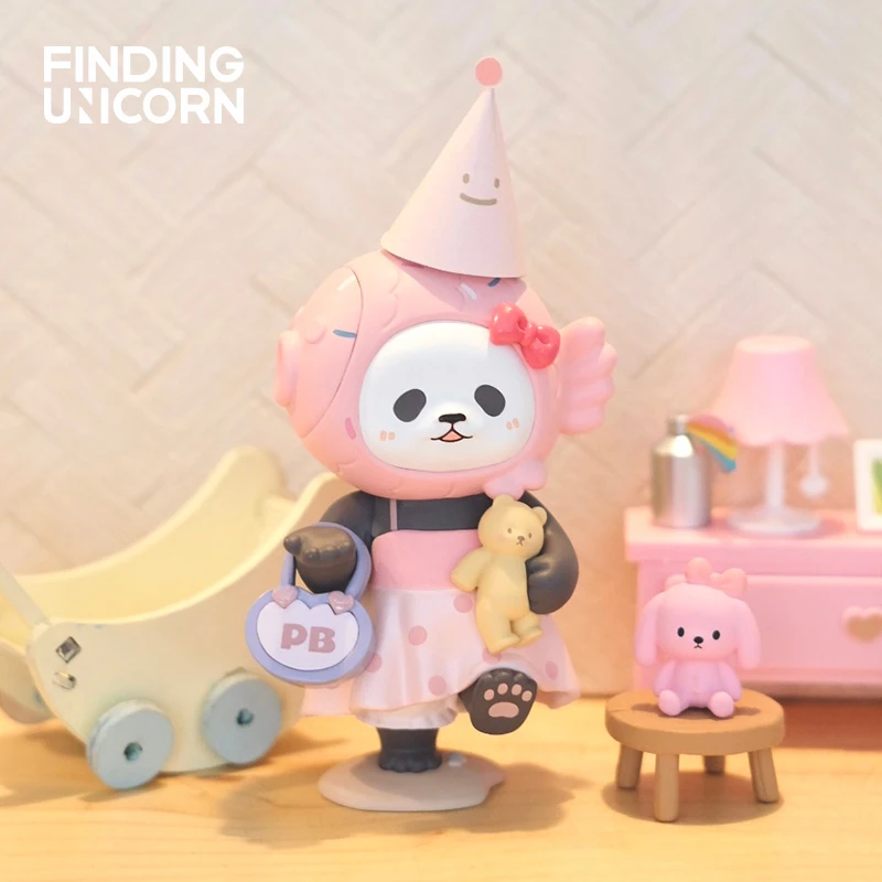 Desenhos animados anime figura modelo caixa de surpresa menina presentes de aniversário original mini panda taiyaki série caixa cega brinquedos kawaii