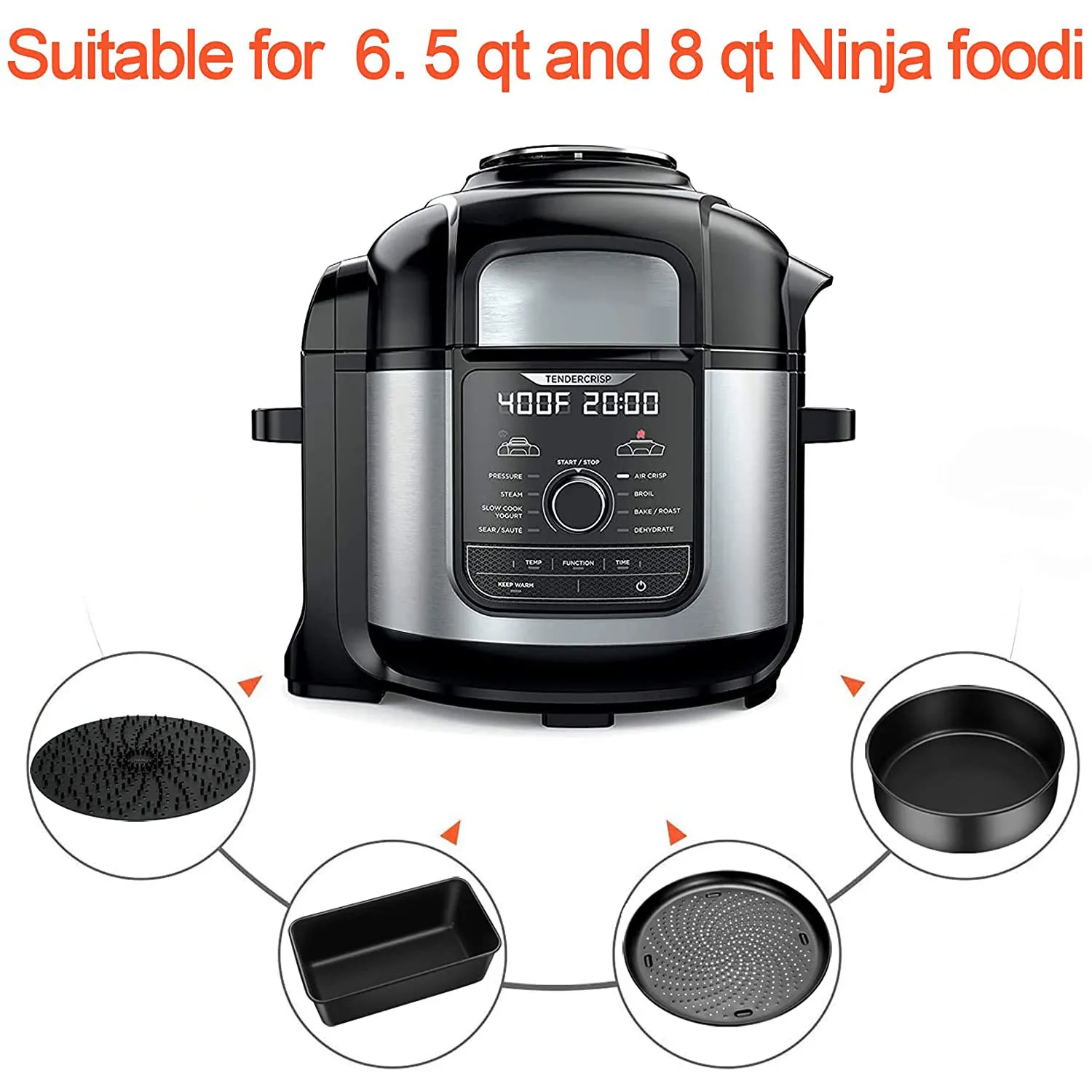 -A94Z Baking Set For Ninja Foodi 6.5, 8Qt,Accessories Pot,Nonstick Bakeware Set With Multi-Purpose Pan,Crisper Pan,Loaf Pan