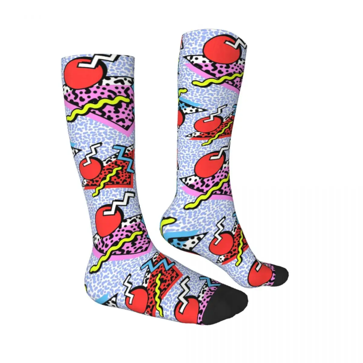 Geometric 80s Print Socks Harajuku Soft Stockings All Season Long Socks Accessories for Unisex Birthday Present