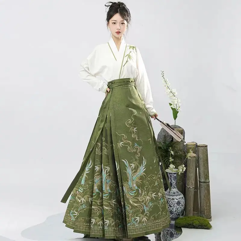

Ancient Chinese Hanfu Horse-Face Skirt and Shirt Set Traditional Ethnic Costumes Vintage Women Clothing Cosplay Fairy Dress