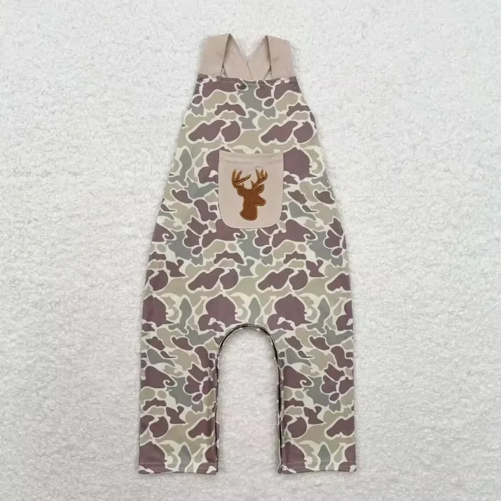 

Panties Boutique Wholesale Children Brown Deer Embroidery Outfit Camouflage Print Kids Sibling Matching Clothes Hunting Sets