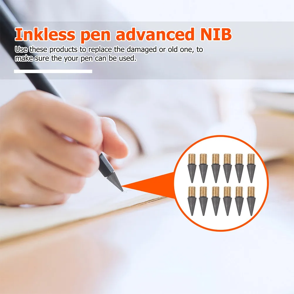 

Inkless Pencils Tip Replaceable Head Eternal Writing Sketching Pencil Nibs No Sharpening School Stationery Metal Tip
