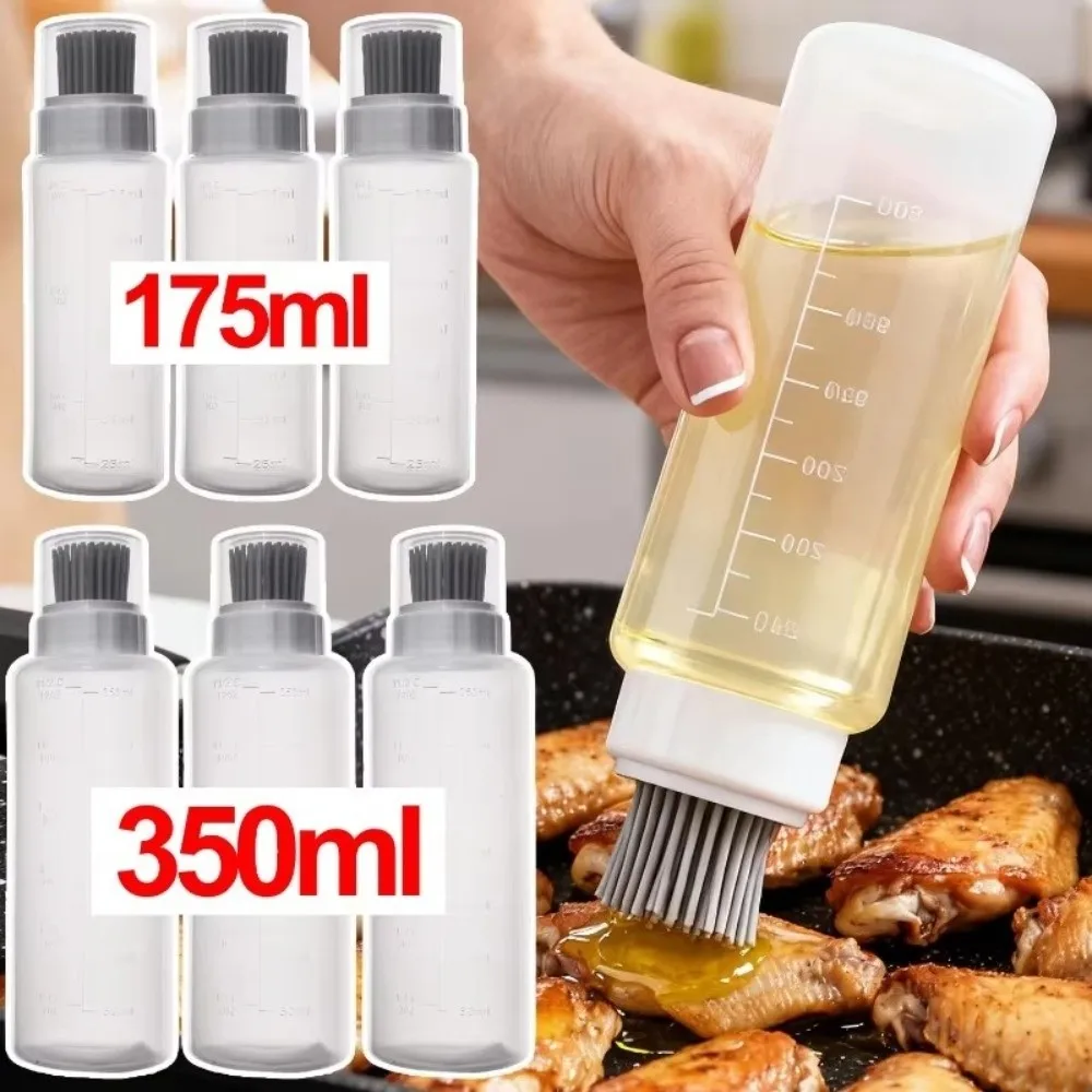 Silicone Oil Dispenser Bottle with Barbecue Brush Heat Resistant Basting Brush Bottle 175/350ML Cooking Oil Bottle