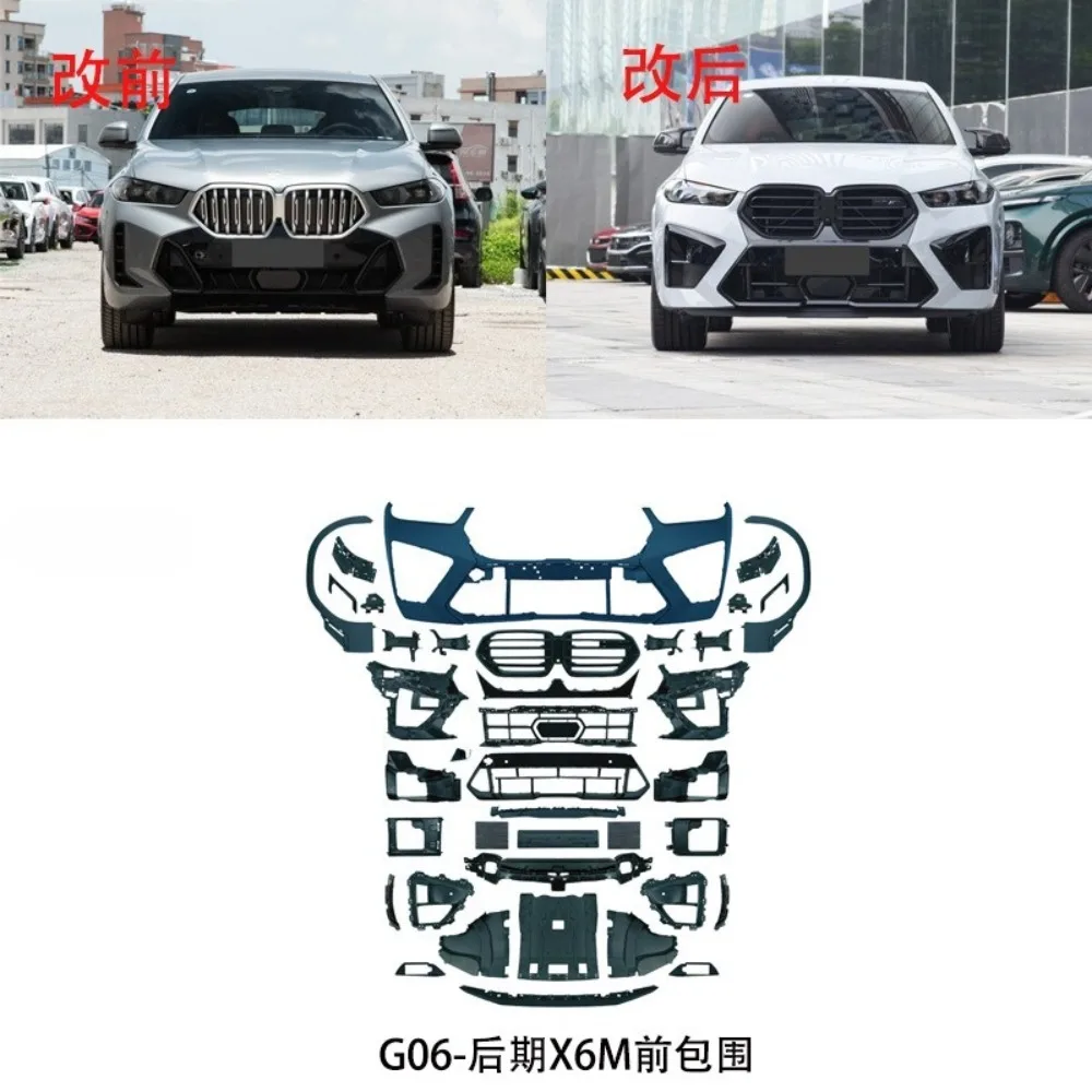 New Design Body Kit For BMW X6 G06 Upgrade to F96 LCI X6M Front Rear Bumper Headlight Wheel Arch Grille Diffuser Pipe
