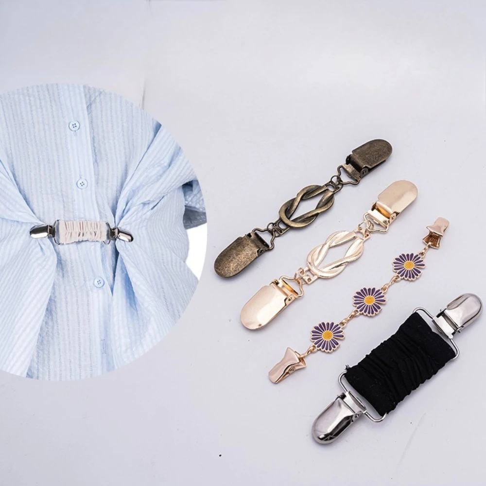 Adjustable Waist Cinchers Retro Alloy Brooches for Women Shawl Collar Clips Scarf Clasp Anti-Slip Fixing Fashion Accessories