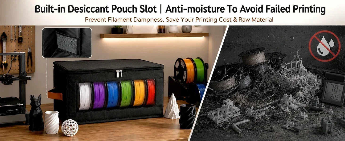 3D-Drucker-Filament-Aufbewahrungstasche aus Vliesstoff mit transparentem Fenster, staubdicht, feuchtigkeitsbeständig, Organizer für Werkstatt und Zuhause – Detail 3