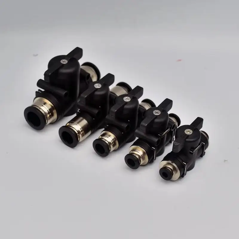 /PFU/BUC-04/06/08/10/12 Black Pneumatic Push In Quick Joint Connector Hand Valve To Turn Switch Manual Ball Current Limiting