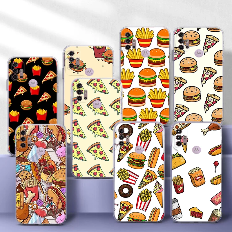 French fries burger Soft Case for Moto G9 Powe One Pro E12 E22I E22 G52 G42 G32 G22 G23 Z2 Z Play P40 P30 Edge 30