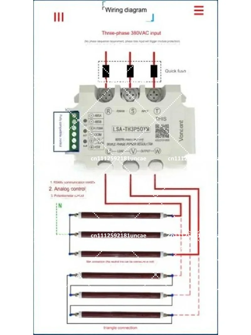 Three-Phase AC Voltage Regulator RS485 Modbus RTU Thyristor SSR 0-10V 4-20mA 380V Isolated Power Controller view 3