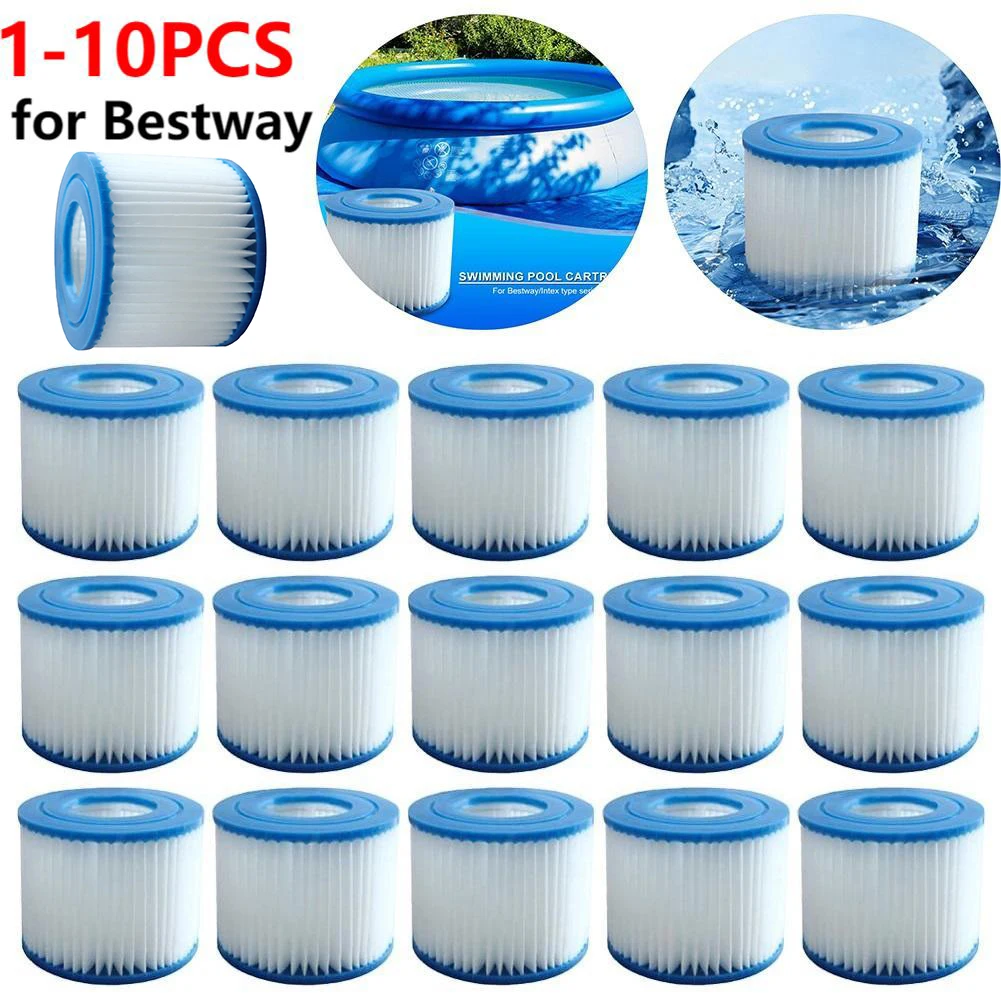 1-10PCS Replacement Swimming Pool Filter Fit for Bestway Flowclear Size VI Filter Cartridge Lay-Z-Spa - Miami Vegas Palm Springs