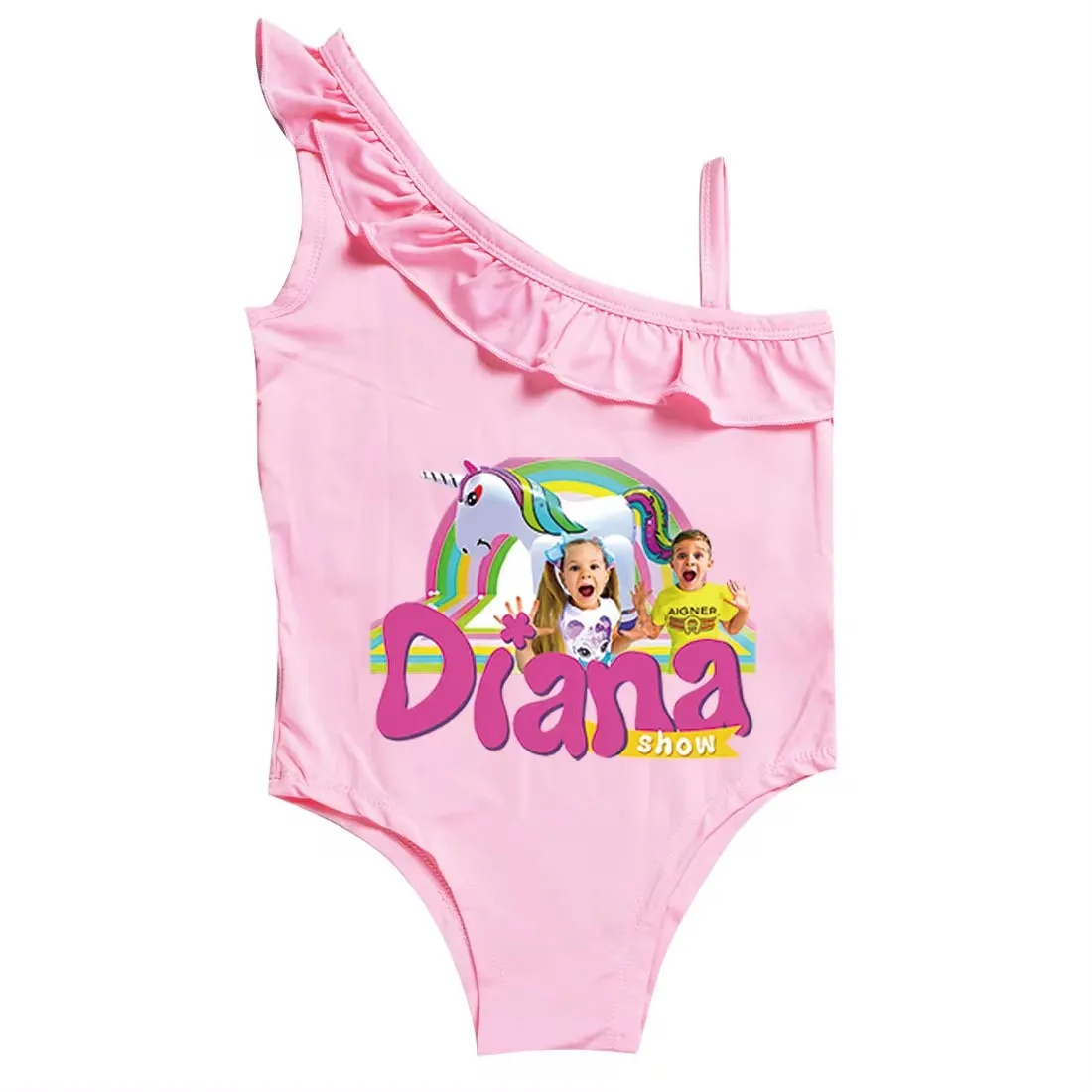 Diana and Roma Show Clothes Baby Girls Swimsuit Kids One Piece Swimwear Children Lovely 2024 Summer Beach Wear Bathing Suits